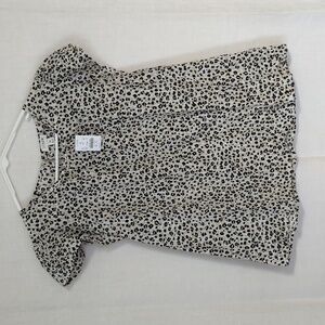 J Crew White Beige Cheetah Print Cap Sleeve Blouse Size Medium New with Tags